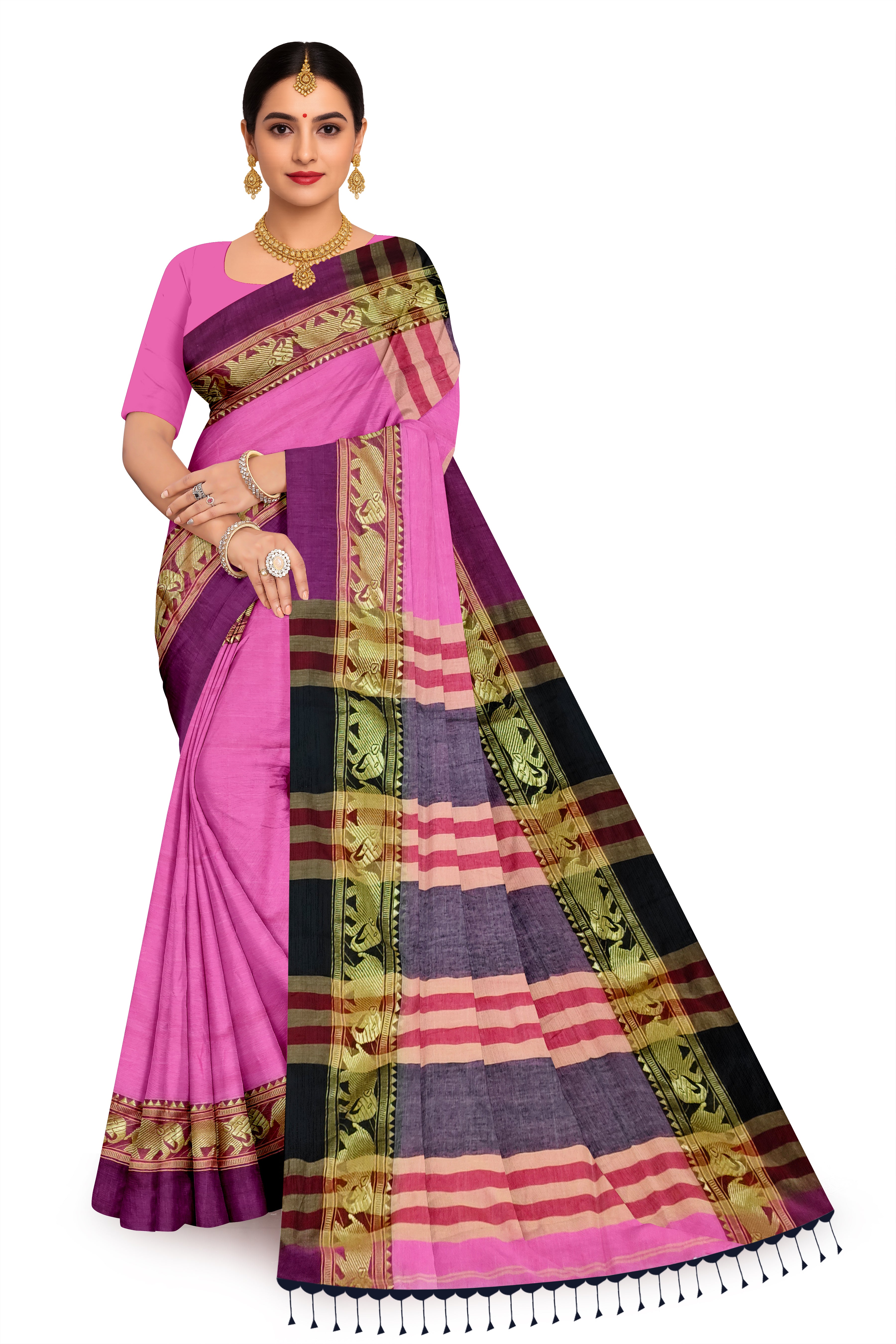 Narayanpet Pink Cotton Sareelouse For Women | Blouses Included