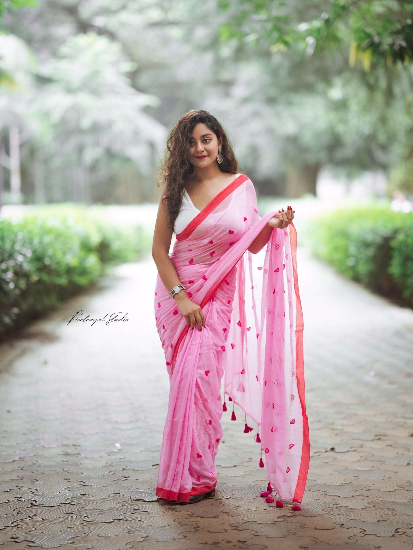Pink Pure Mulmul Cotton Premium & Elegant Saree Without Blouse For Women