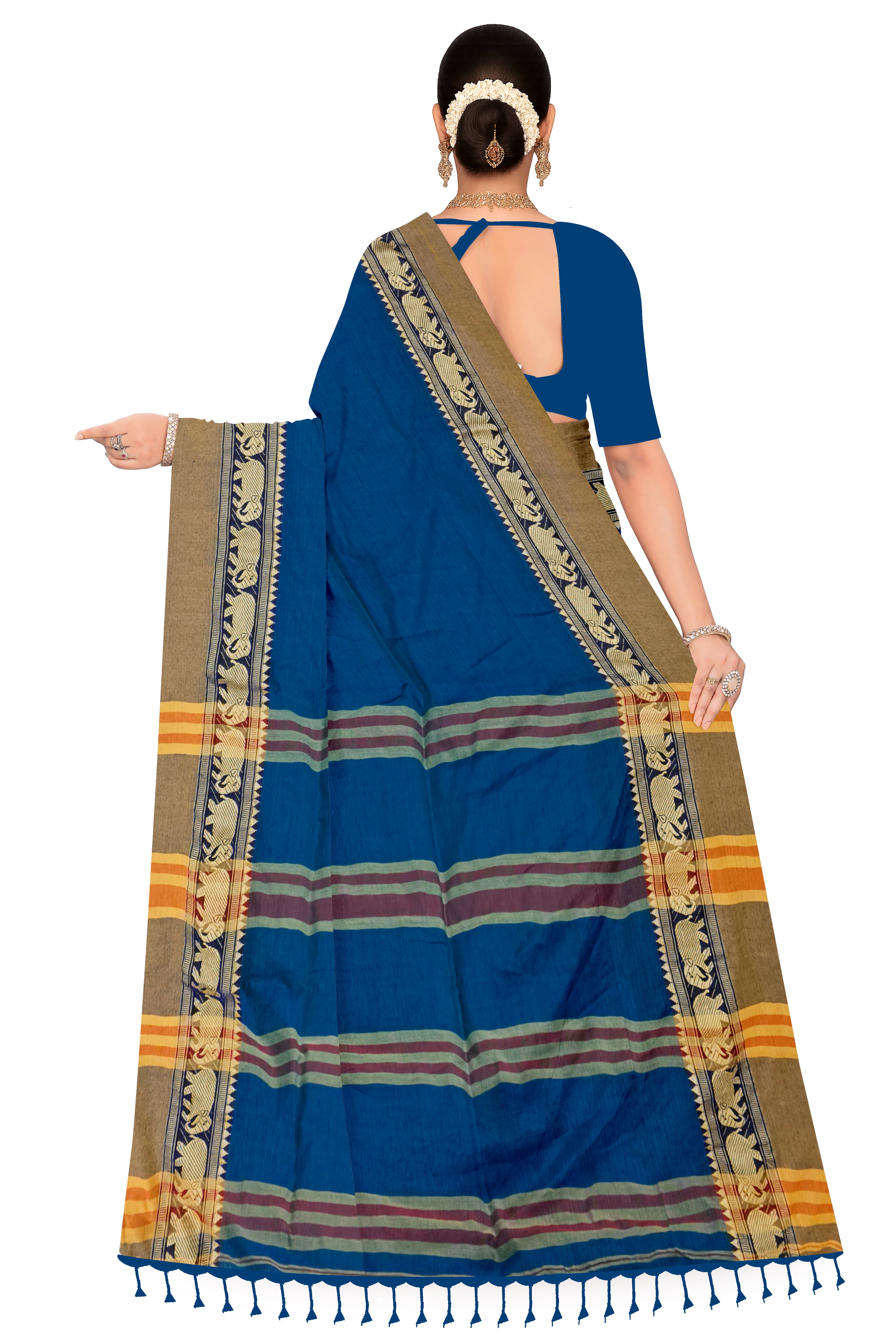 Narayanpet Sky Cotton Saree With Blouse For Women