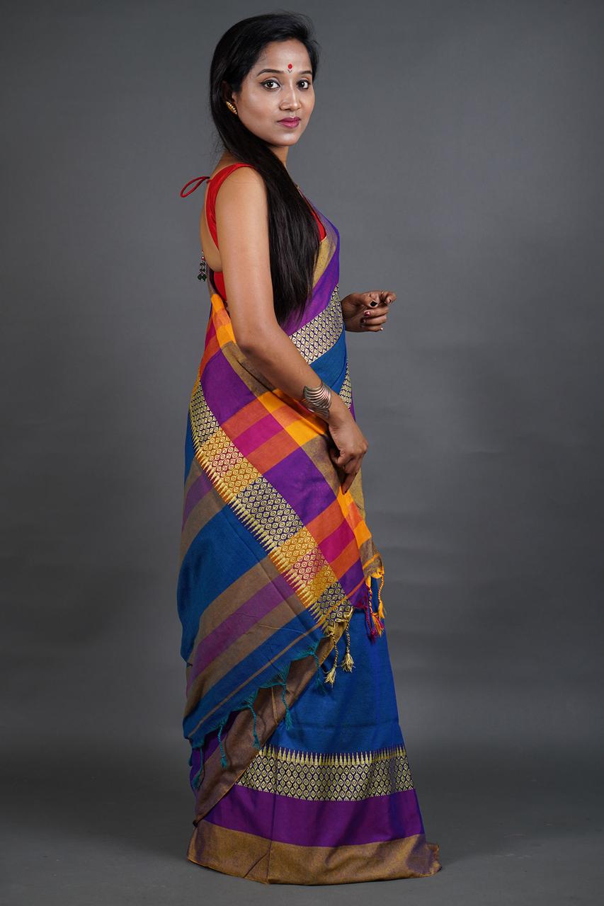 Blue Pushpa Saree for Women | Elegant Traditional Ethnic Wear