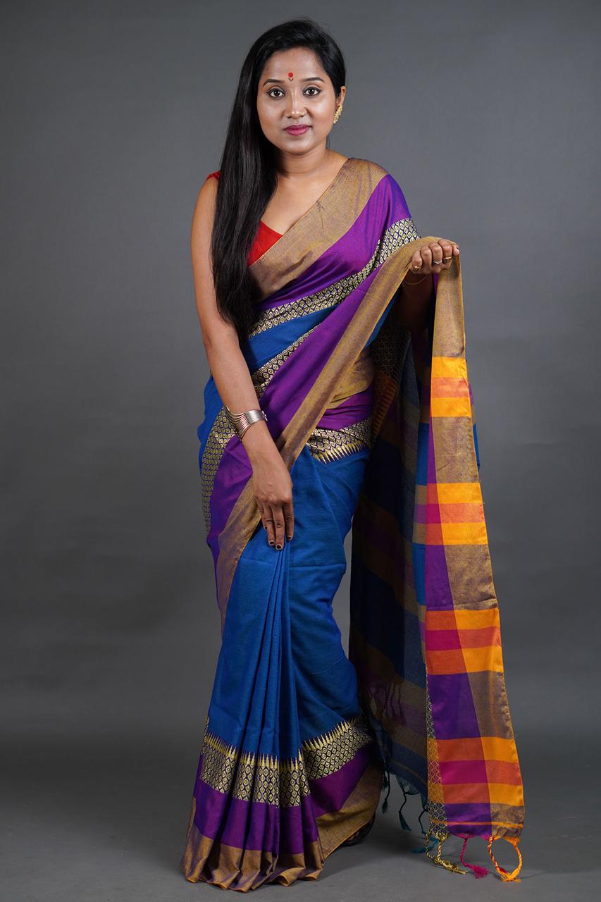 Blue Pushpa Saree for Women | Elegant Traditional Ethnic Wear